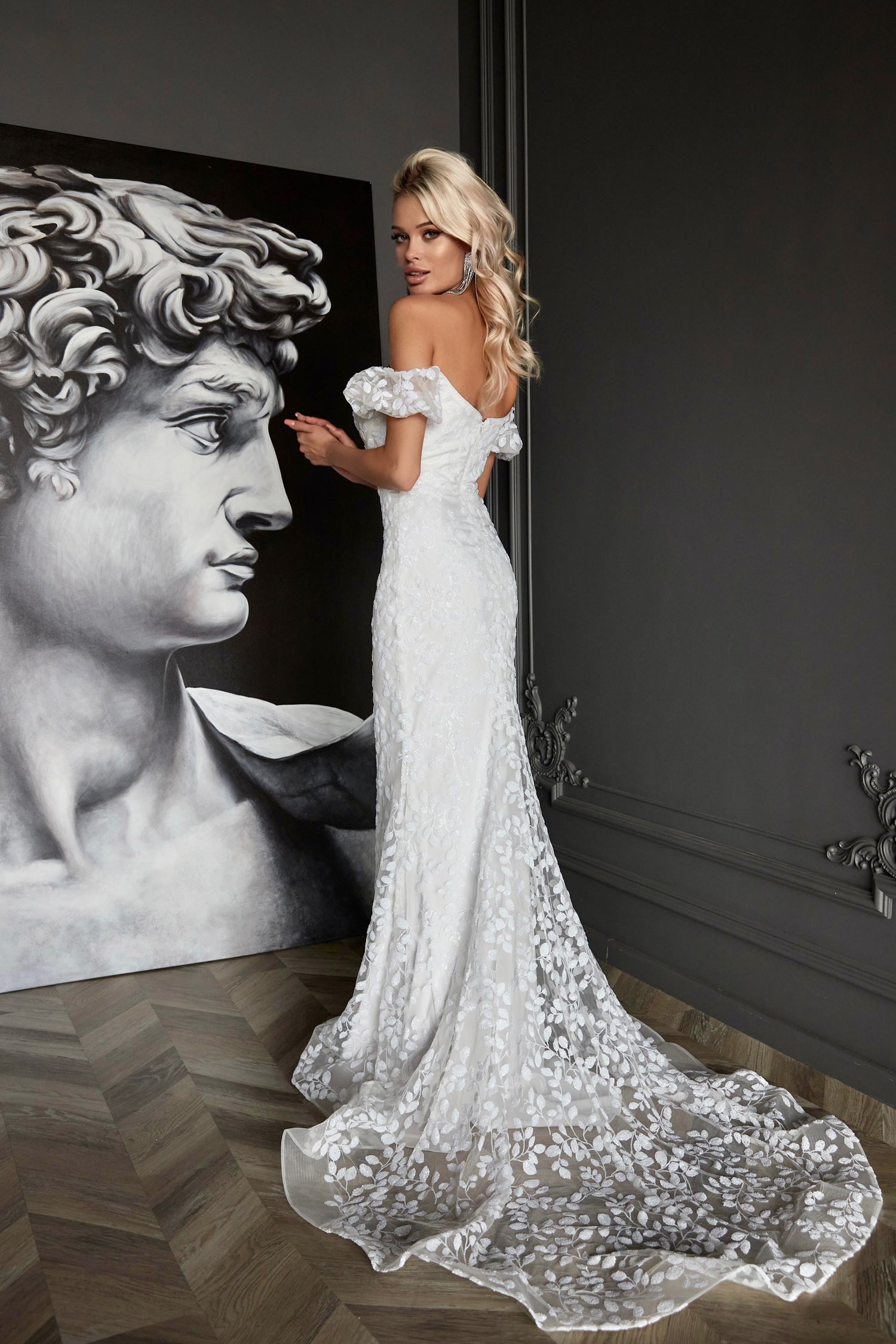 Tina Holly Couture TW024W White Off The Shoulder & Fitted Mermaid Wedding Dress