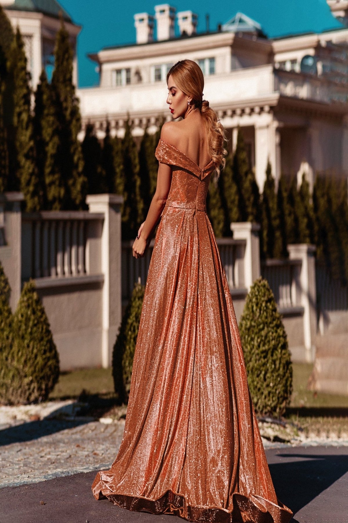 slim fit dress slacks Wonder Golden Evening Dress