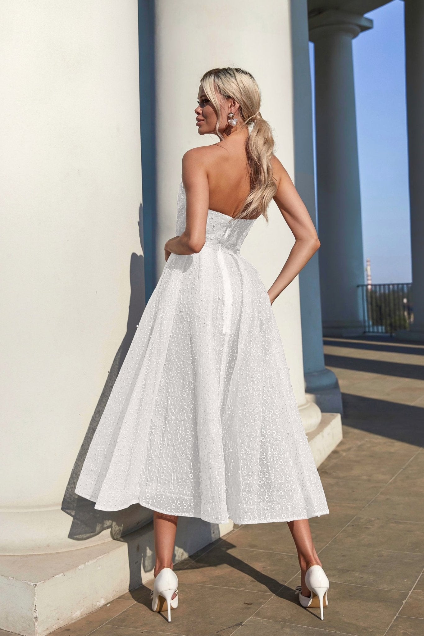 Tina Holly Couture TW620 White Beaded & Lace With A Strapless Neckline A - line Wedding Dress in Australia | One Honey Boutique