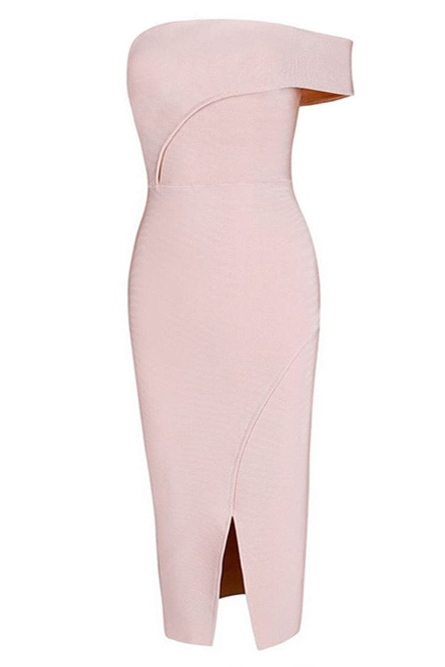 Honey Couture SAVANNAH Baby Pink Off Shoulder Bandage Dress Honey Couture$ AfterPay Humm ZipPay LayBuy Sezzle