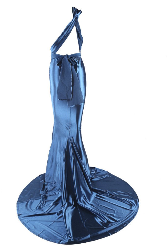 Honey Couture BLOSSUM Blue Multi Tie Evening Gown Dress Honey Couture$ AfterPay Humm ZipPay LayBuy Sezzle