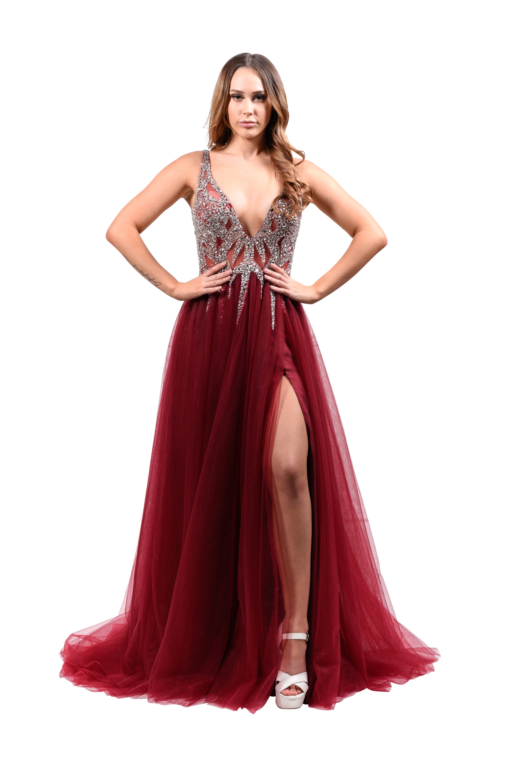 Honey Couture LINA Crystal Tulle Formal Gown Private Label$ AfterPay Humm ZipPay LayBuy Sezzle