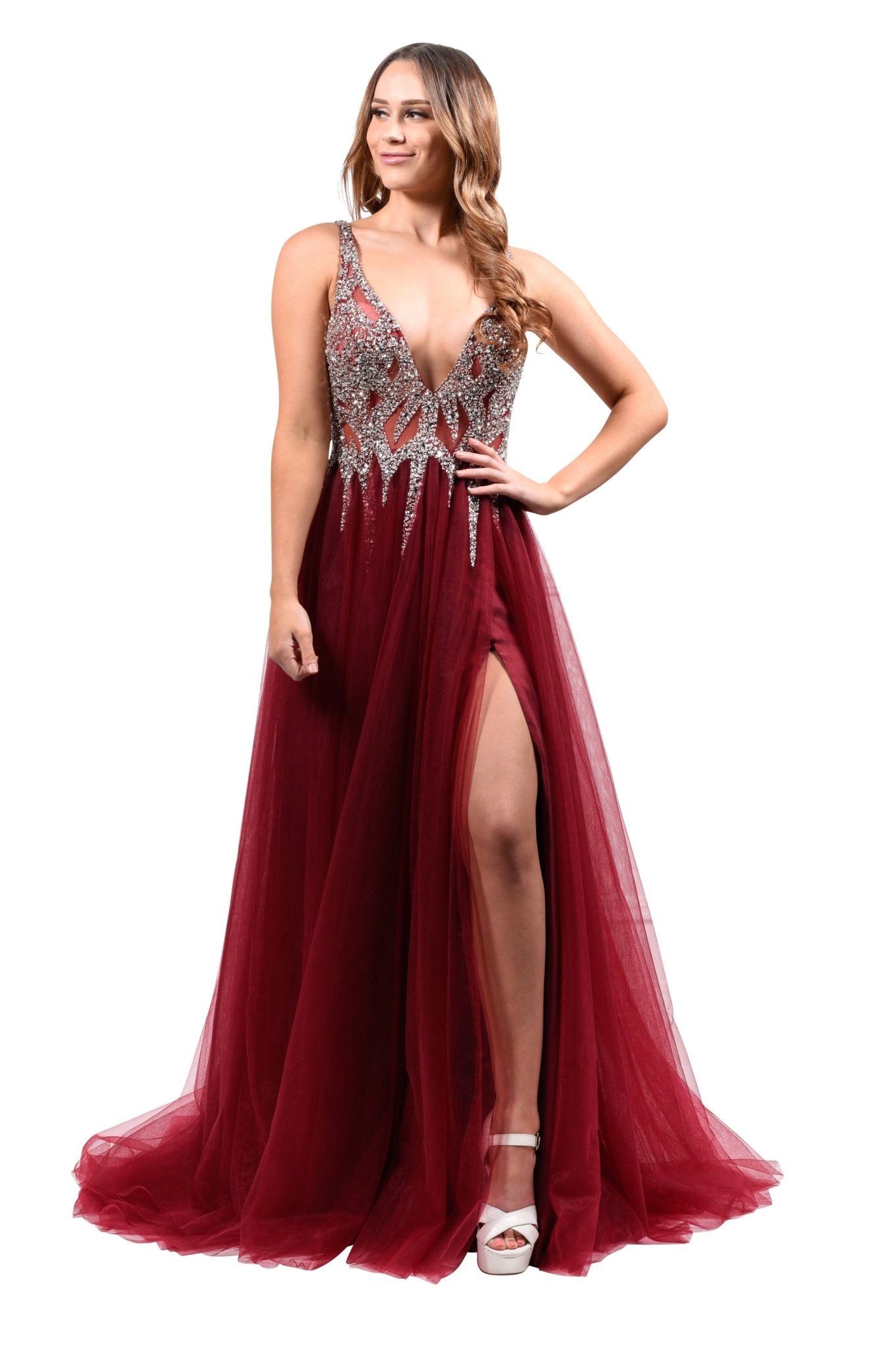 Honey Couture LINA Crystal Tulle Formal Gown in Australia | One Honey Boutique