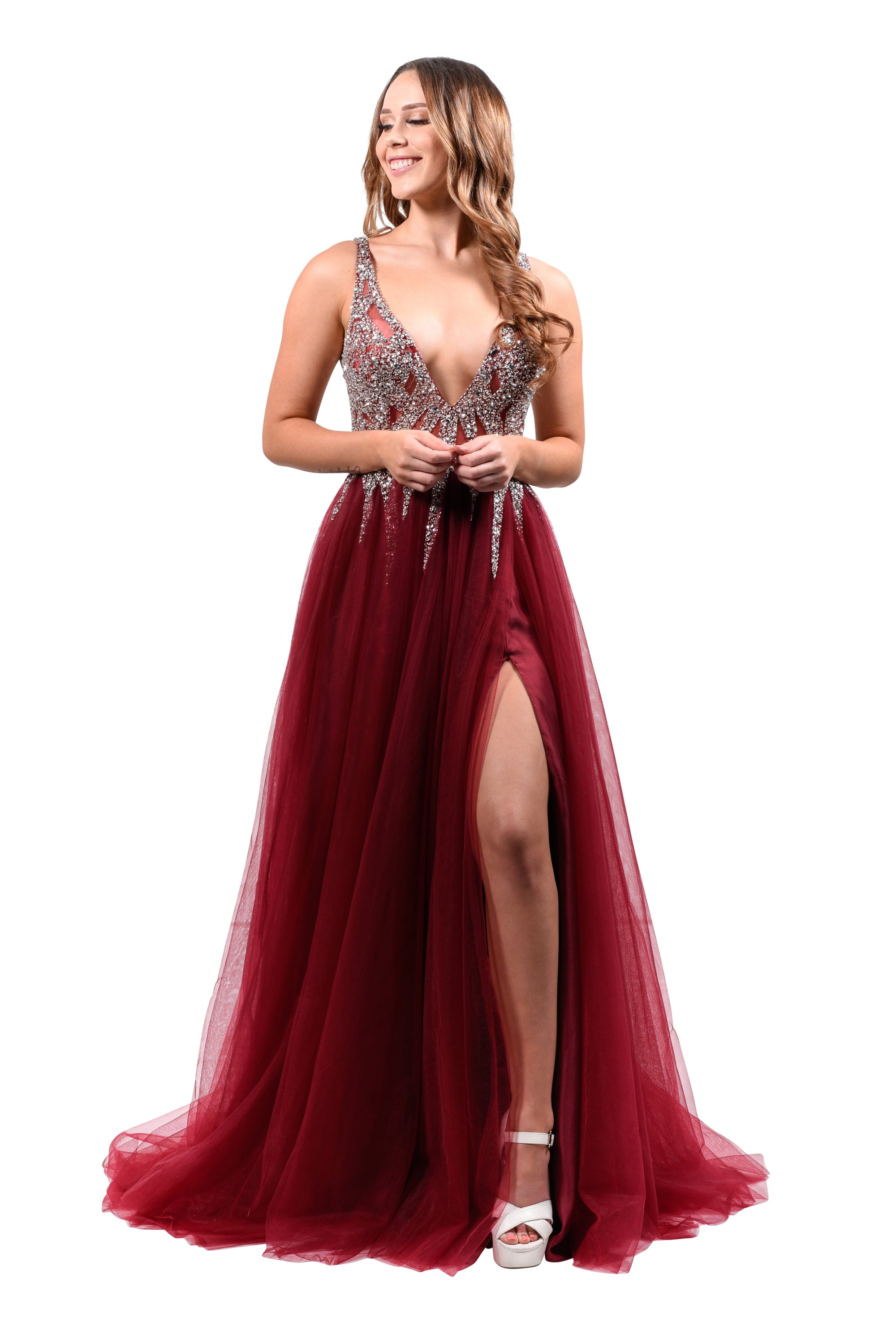 Honey Couture LINA Crystal Tulle Formal Gown Private Label$ AfterPay Humm ZipPay LayBuy Sezzle