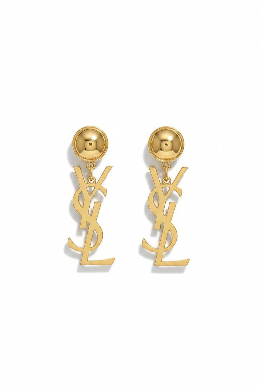 Gold Colour Classic Letter Earrings Large in Australia | One Honey Boutique