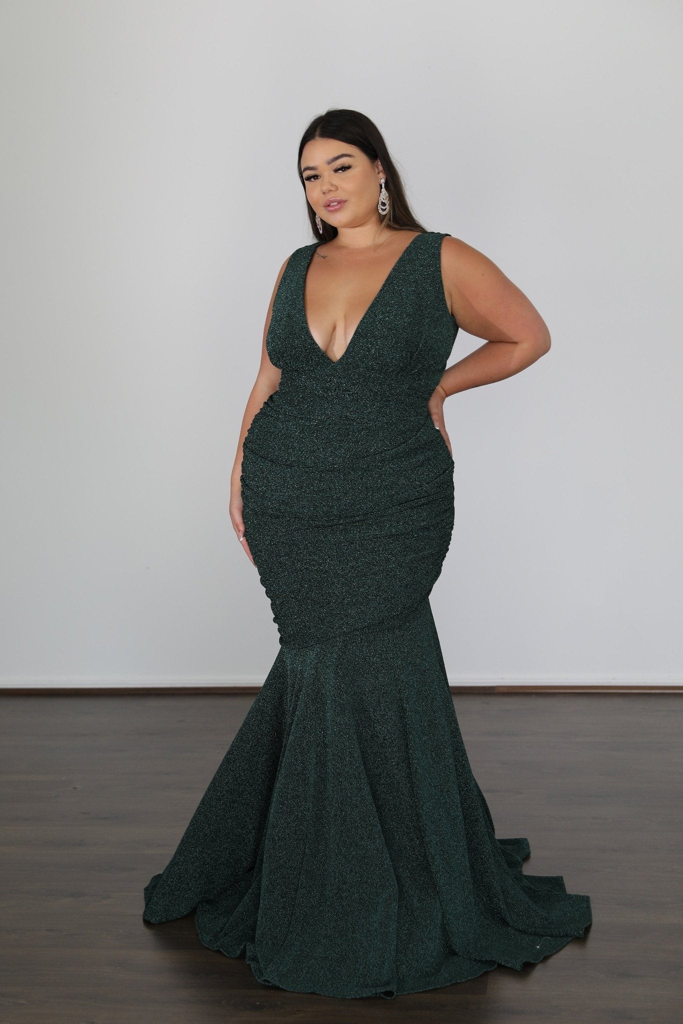 Once Labeled Designer RYLEY Metallic Jersey Curve & Plus Size Formal Dress in Australia | One Honey Boutique