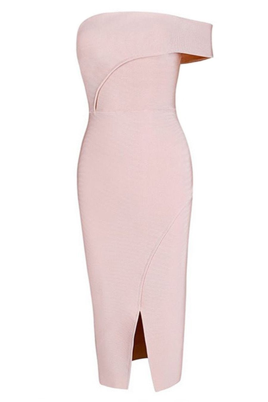 Honey Couture SAVANNAH Baby Pink Off Shoulder Bandage Dress in Australia | One Honey Boutique
