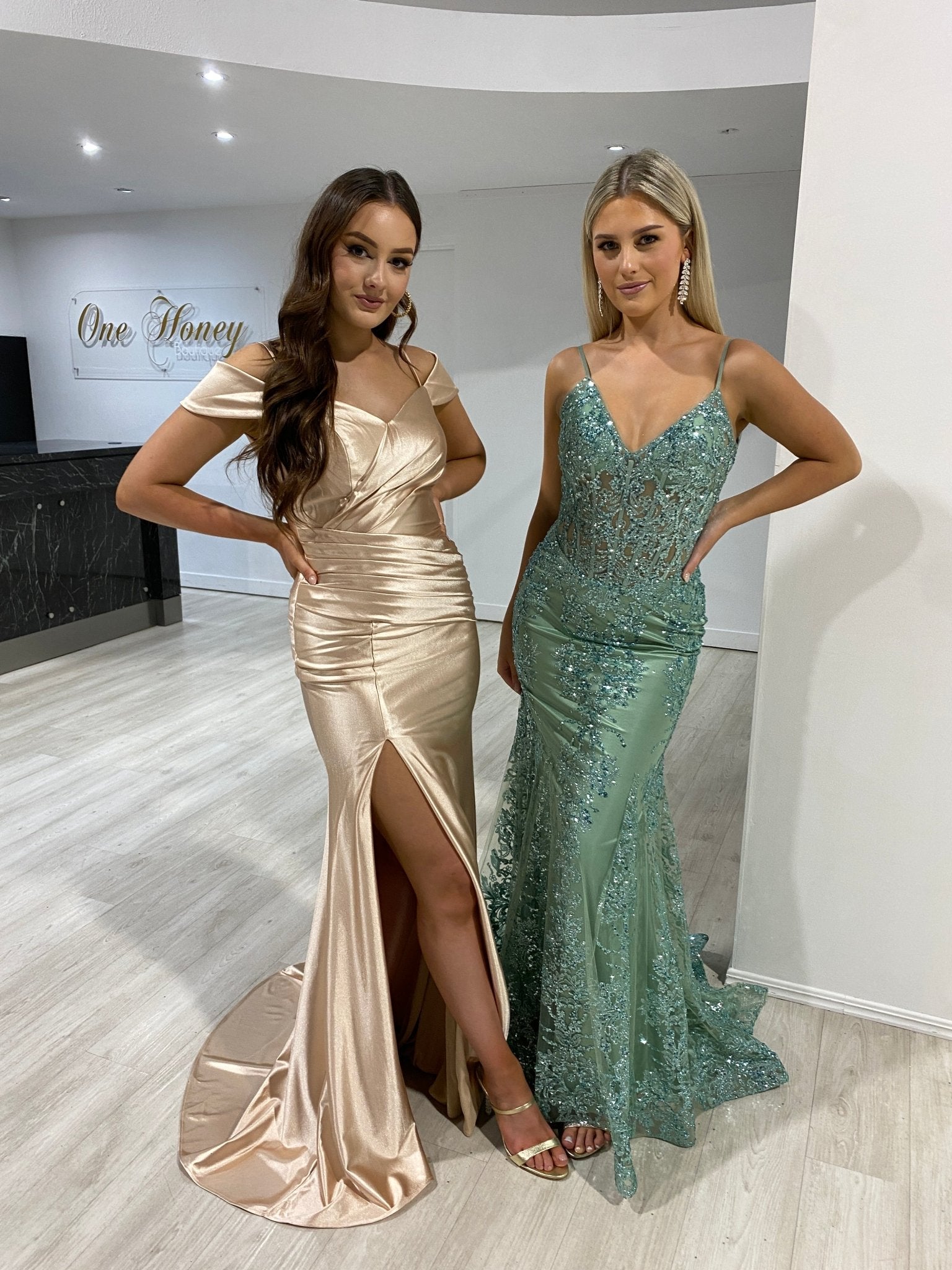 ROMY Silky Off Shoulder Mermaid Prom Formal Dress in Australia | One Honey Boutique
