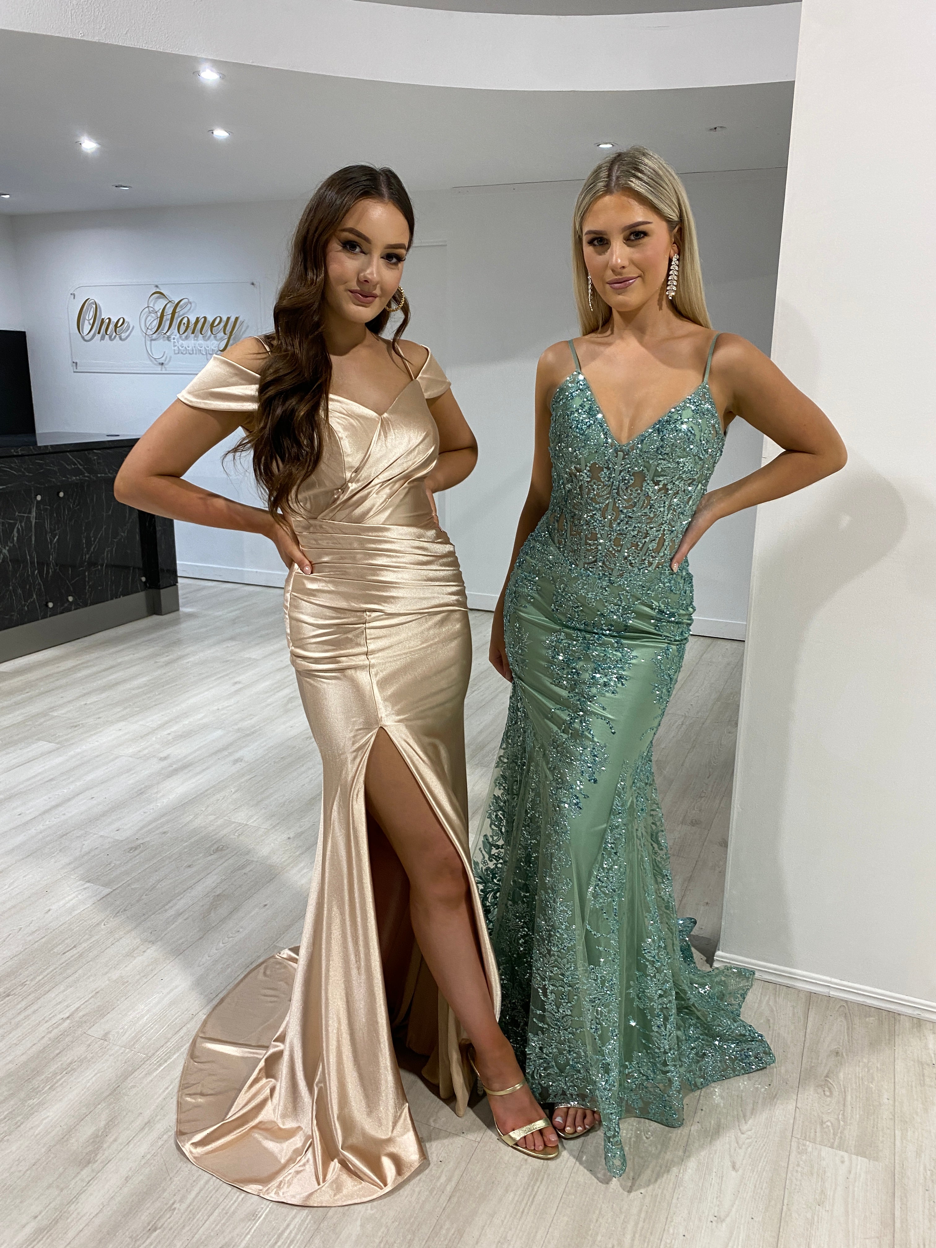 ROMY Silky Off Shoulder Mermaid Prom Formal Dress