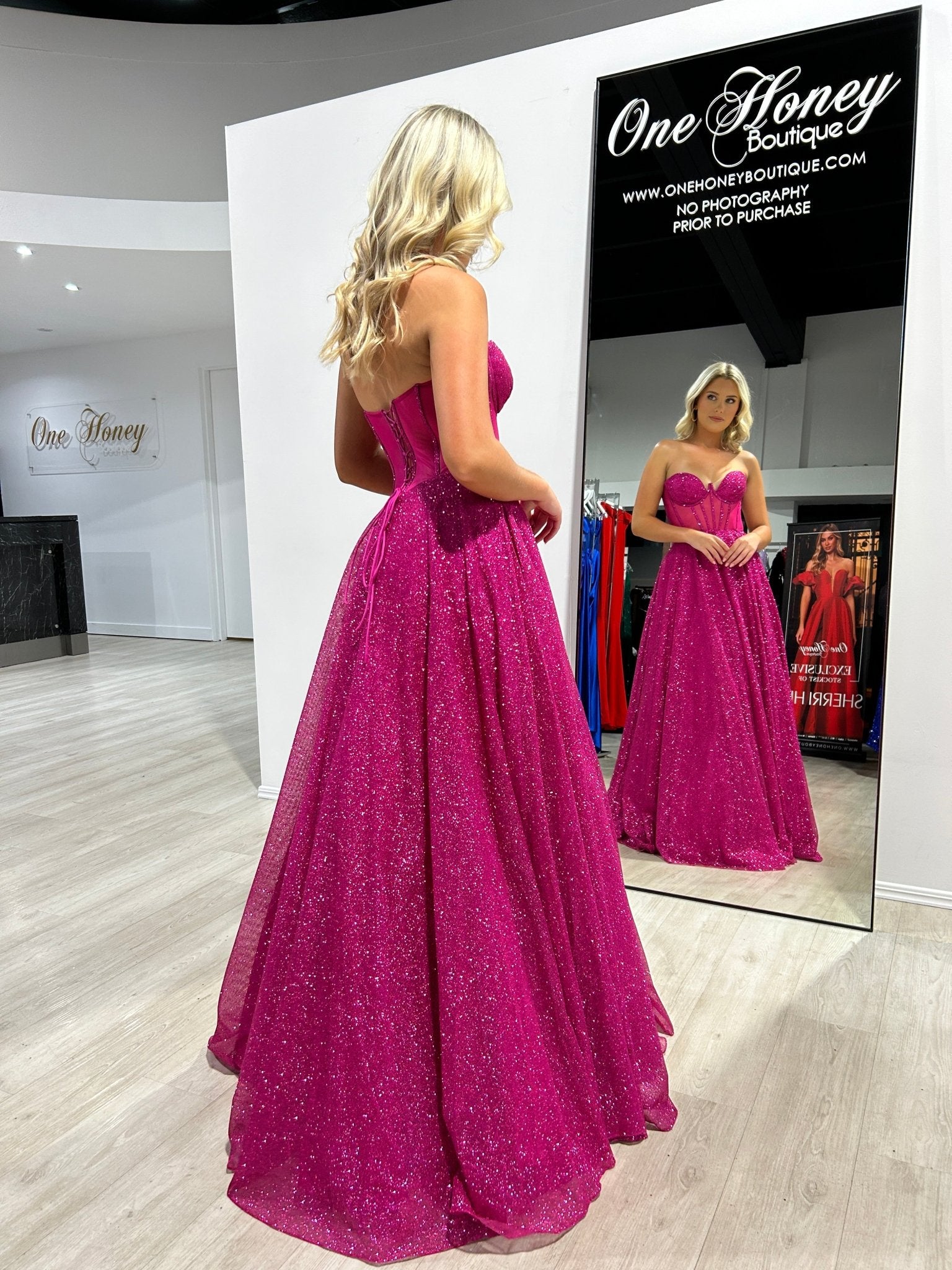 ALOMA Glitter Corset Strapless Formal Dress in Australia | One Honey Boutique