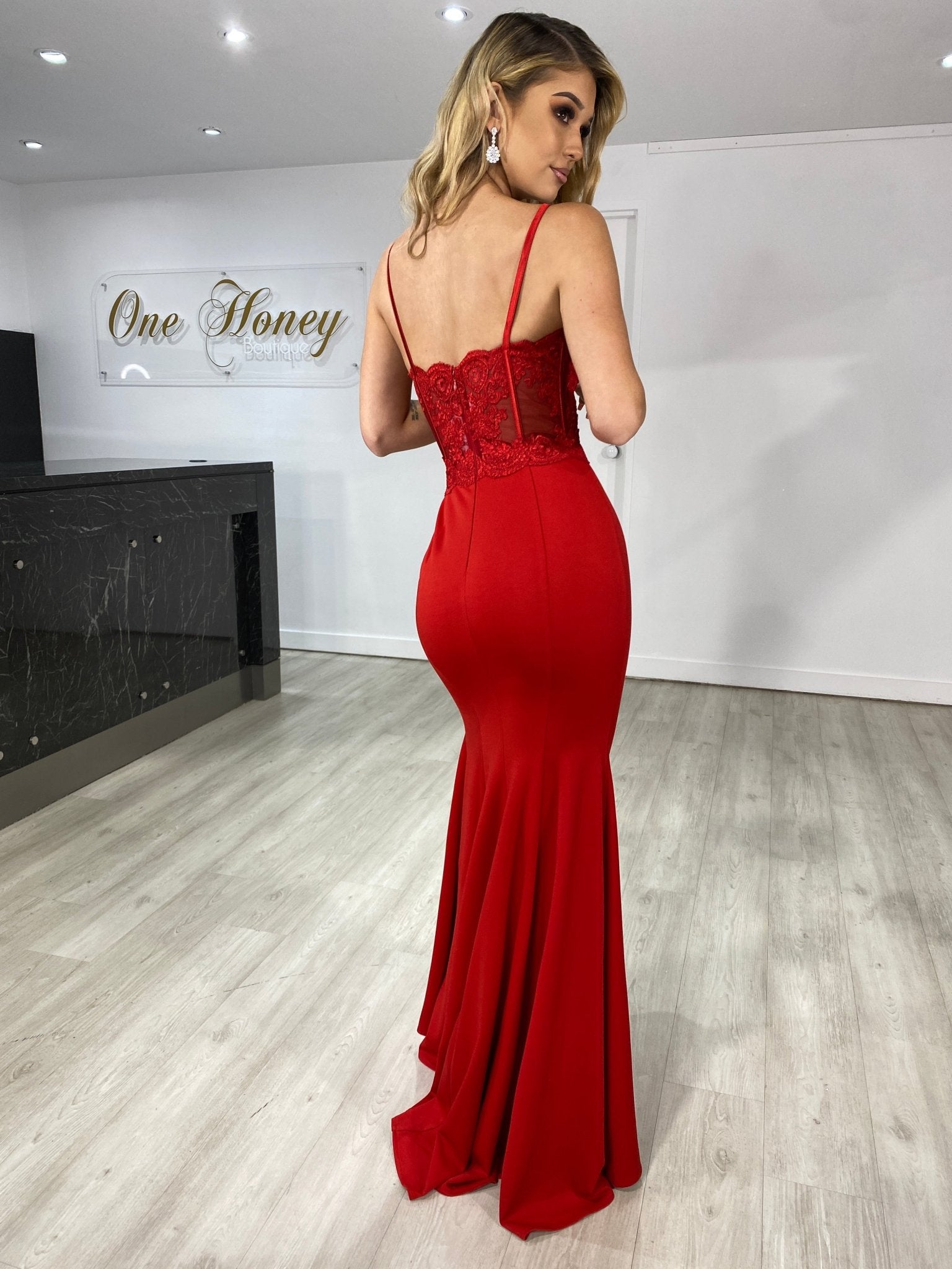 CALLIE Lace Bustier Corset Style Formal Dress in Australia | One Honey Boutique