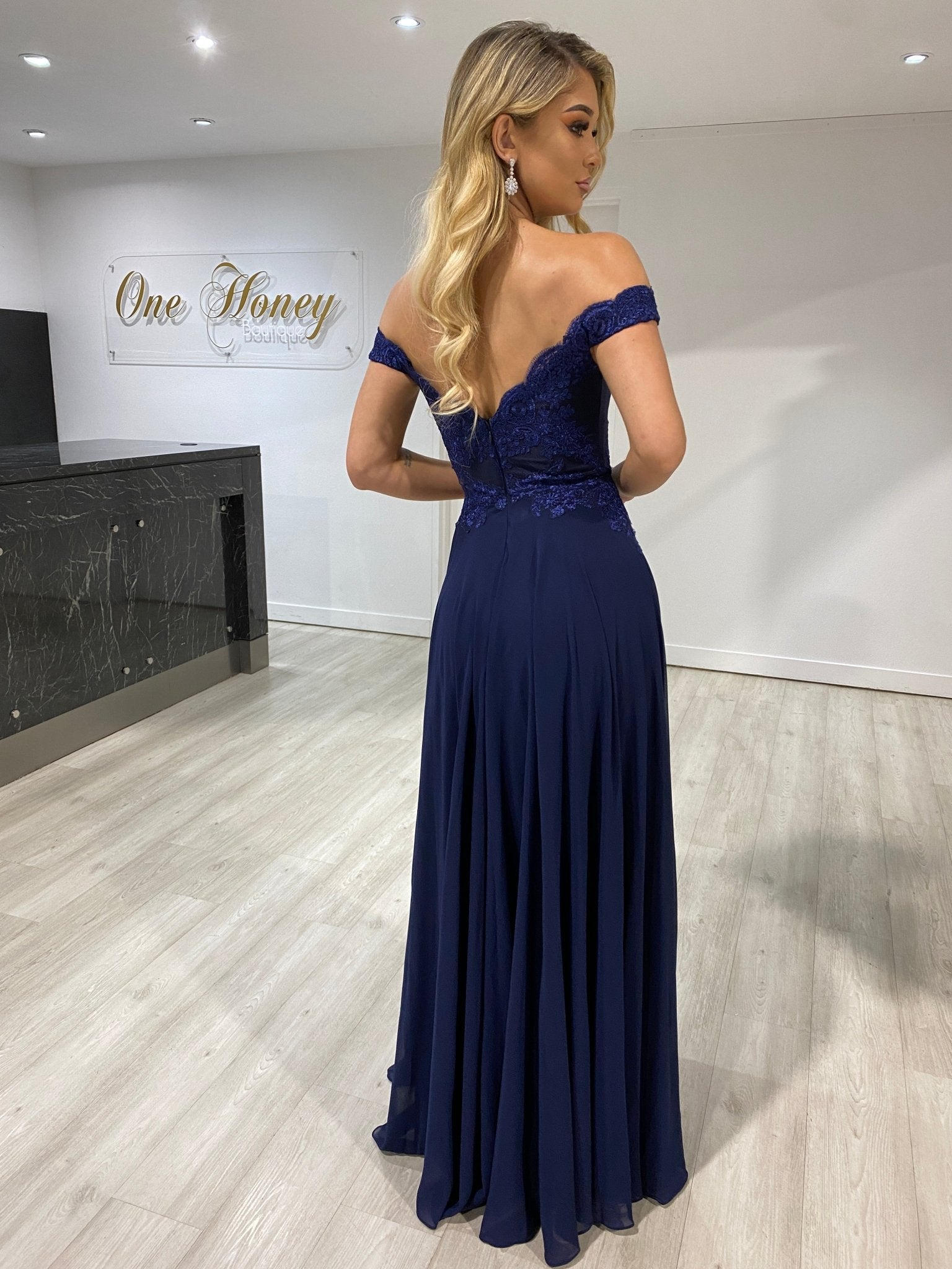 CARMEN Lace Applique Chiffon Bridesmaid Formal Dress in Australia | One Honey Boutique