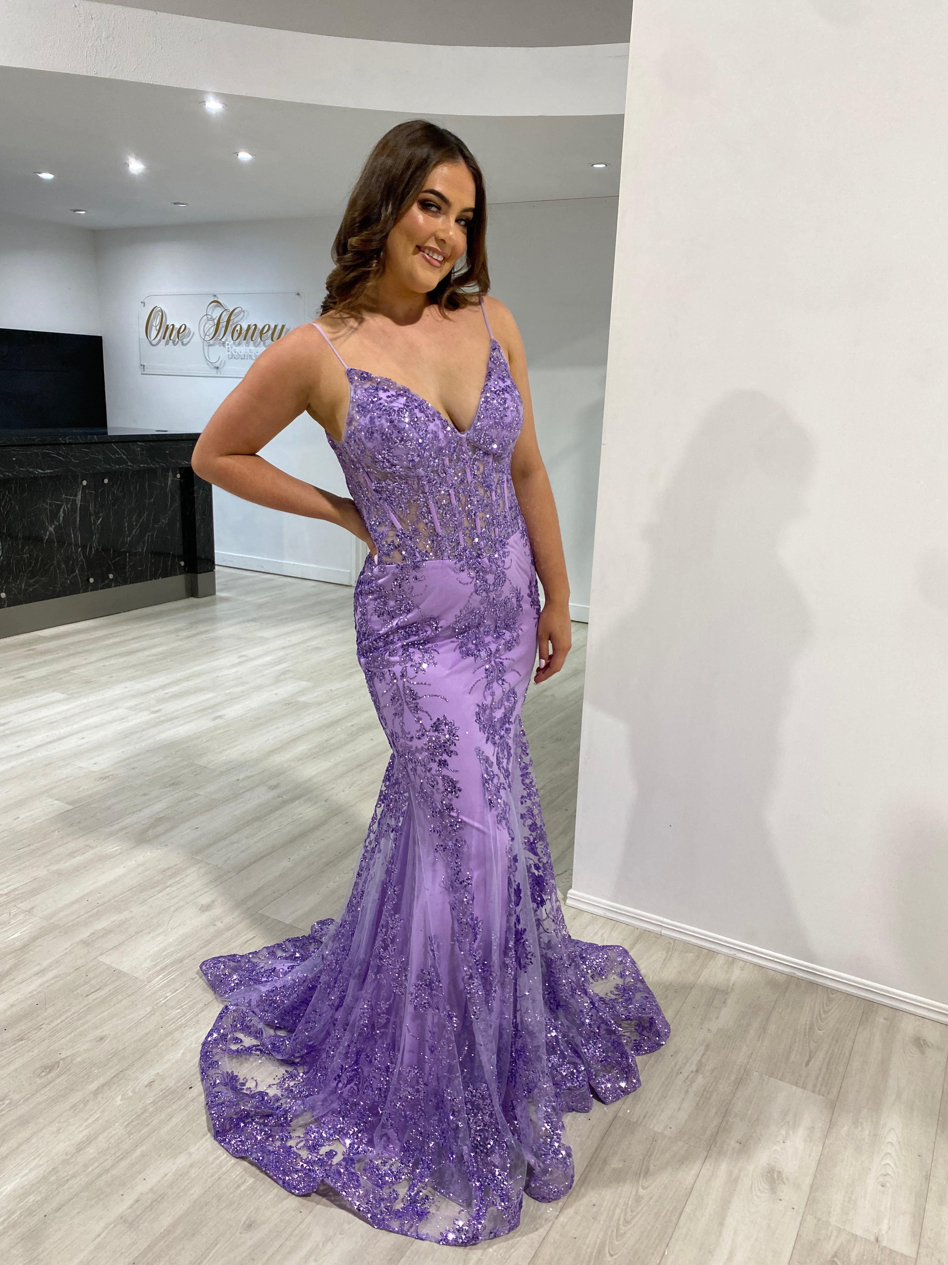 Honey Couture ARMANI Sequin Mermaid Prom & Formal Dress