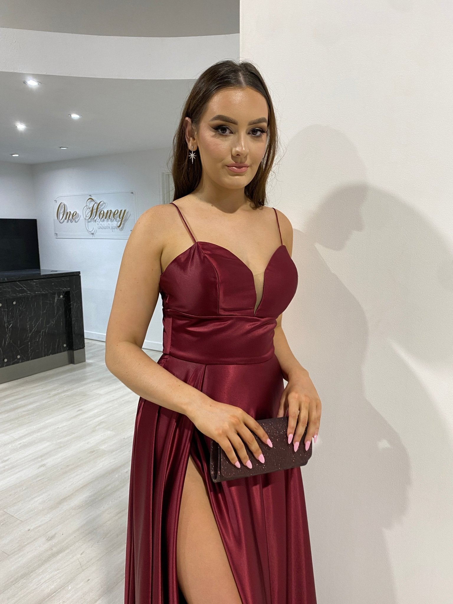 KAY Silky A Line Bridesmaid Semi Formal Dress in Australia | One Honey Boutique