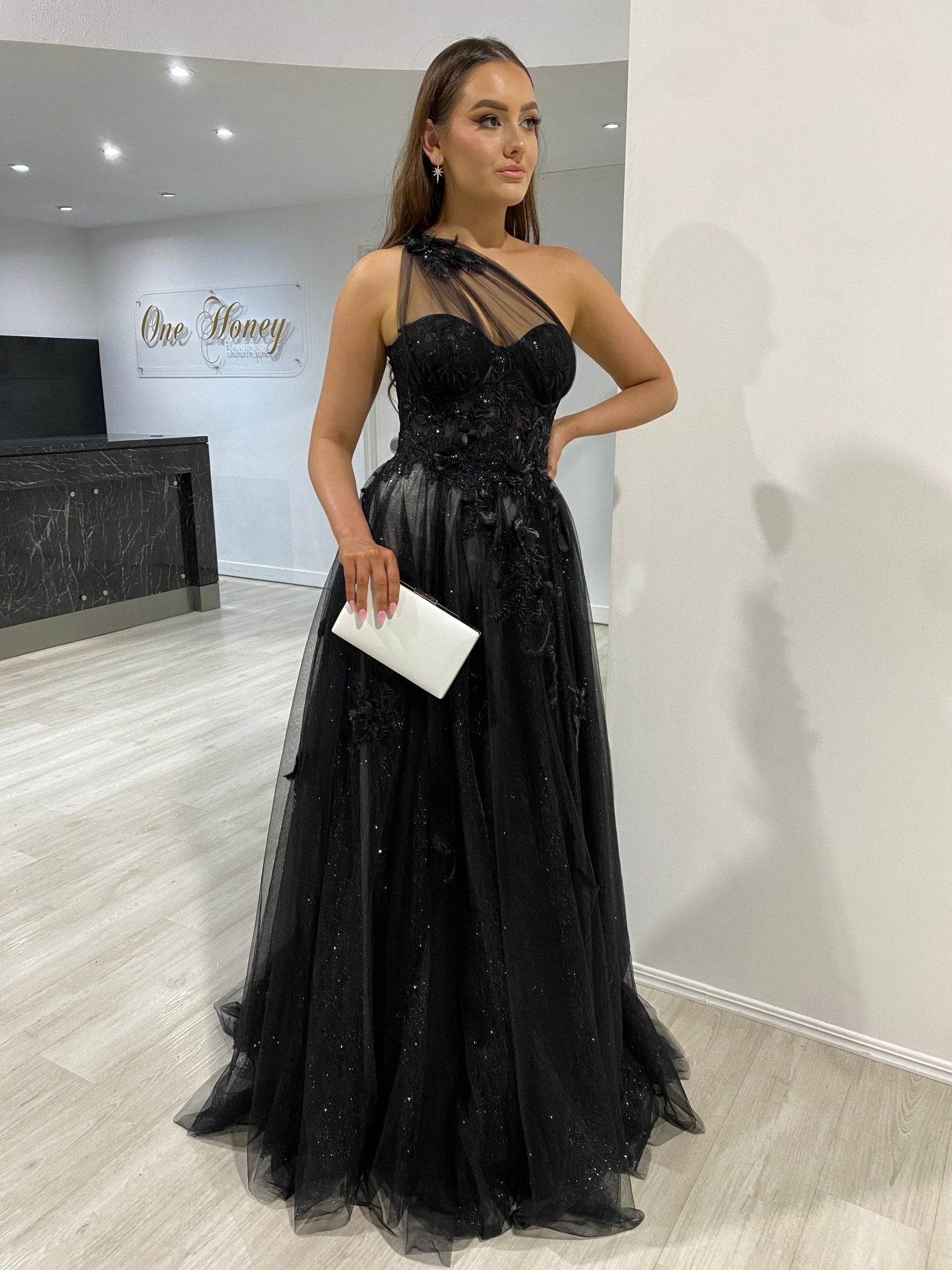 Honey Couture TORI Box Clutch with Rose Gold Metallic Trim in Australia | One Honey Boutique