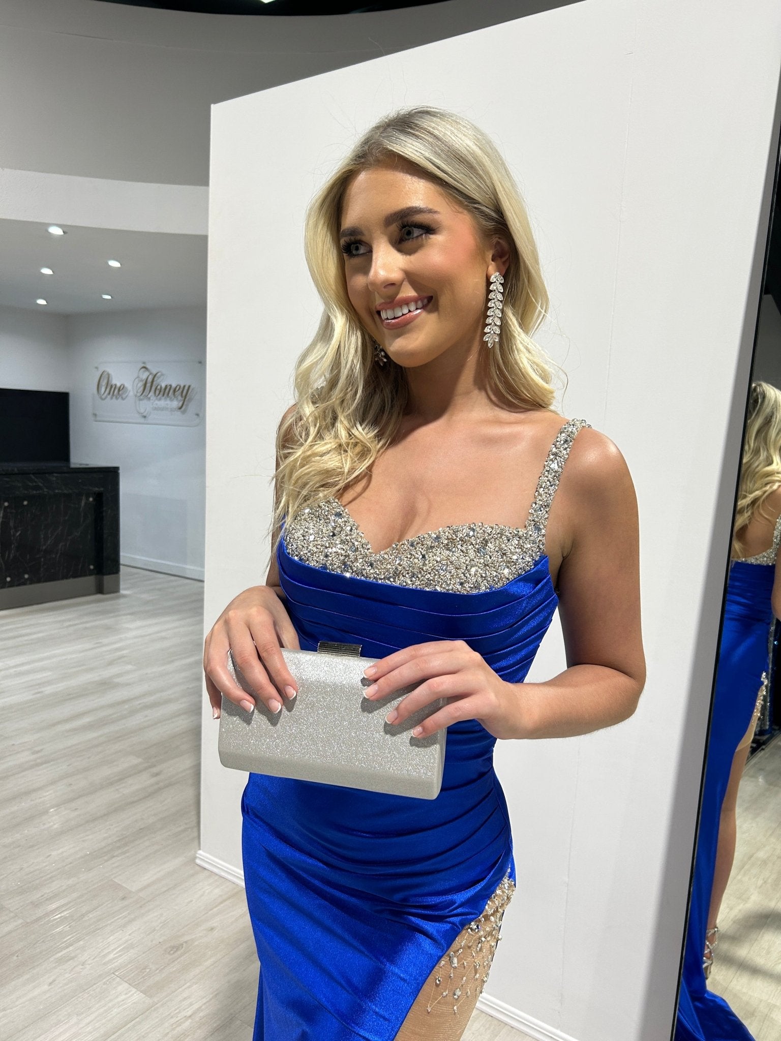 ELENI Beaded Bust Silky Mermaid Prom & Formal Dress in Australia | One Honey Boutique