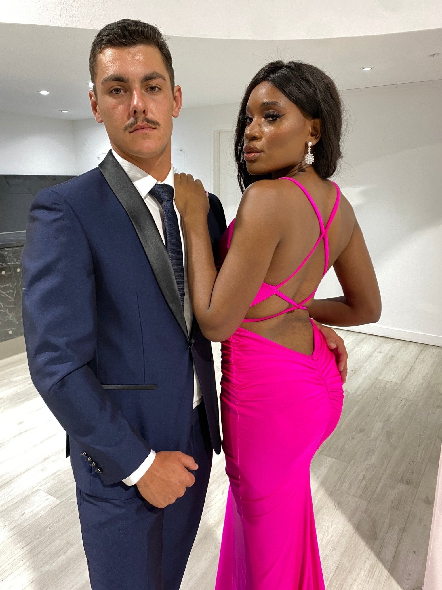 JAZ Gitter Shimmer Neon Strap Back Prom Dress in Australia | One Honey Boutique