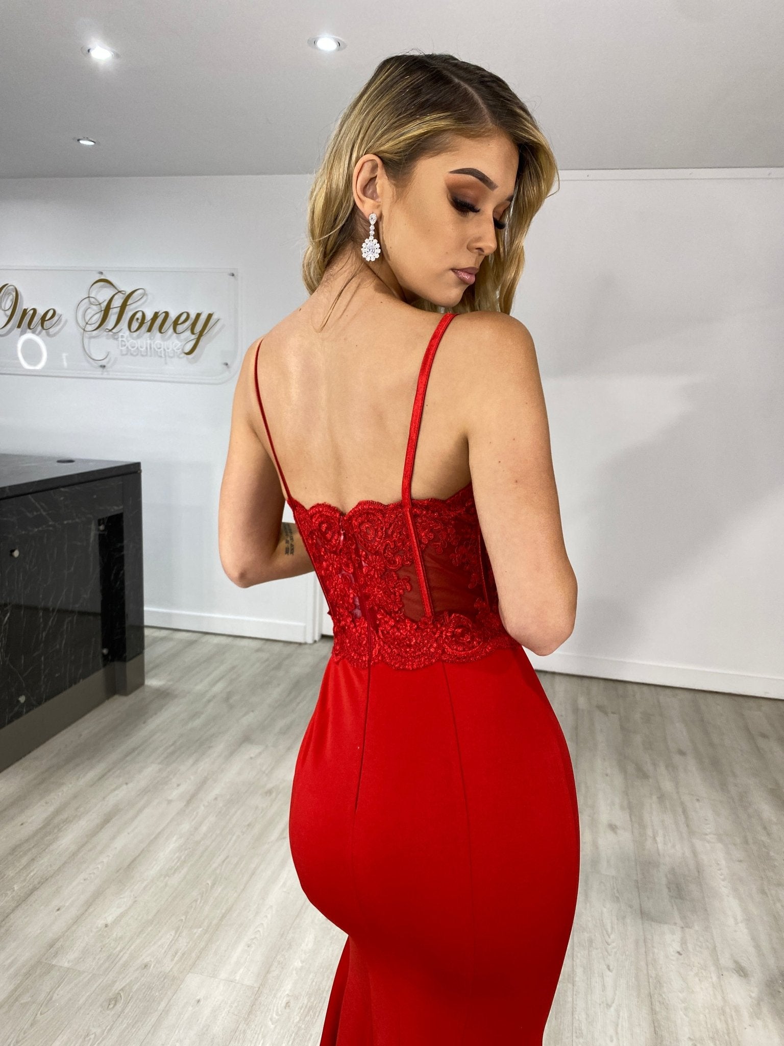 CALLIE Lace Bustier Corset Style Formal Dress in Australia | One Honey Boutique