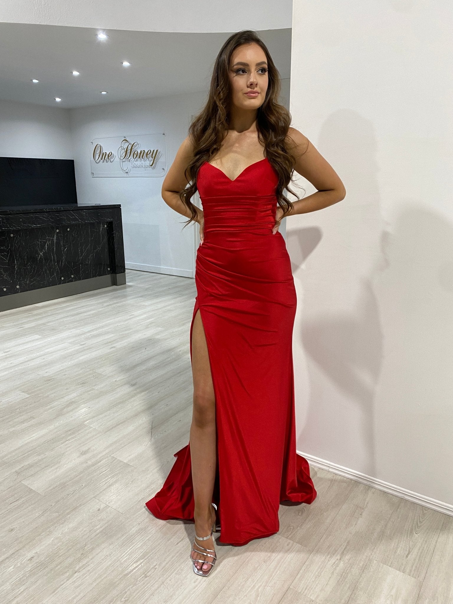 TARA Silky Ruched Bodice Mermaid Formal Gown in Australia | One Honey Boutique