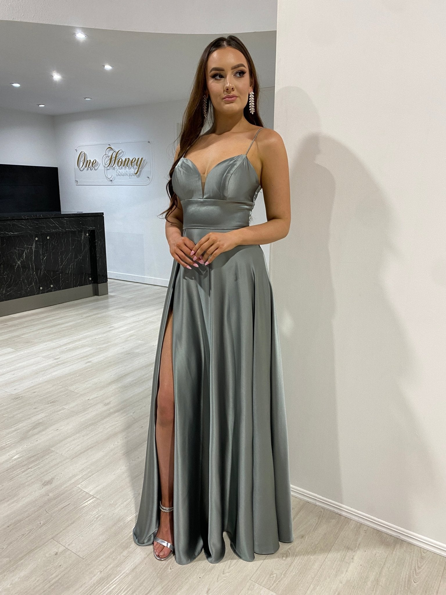 KAY Silky A Line Bridesmaid Semi Formal Dress in Australia | One Honey Boutique