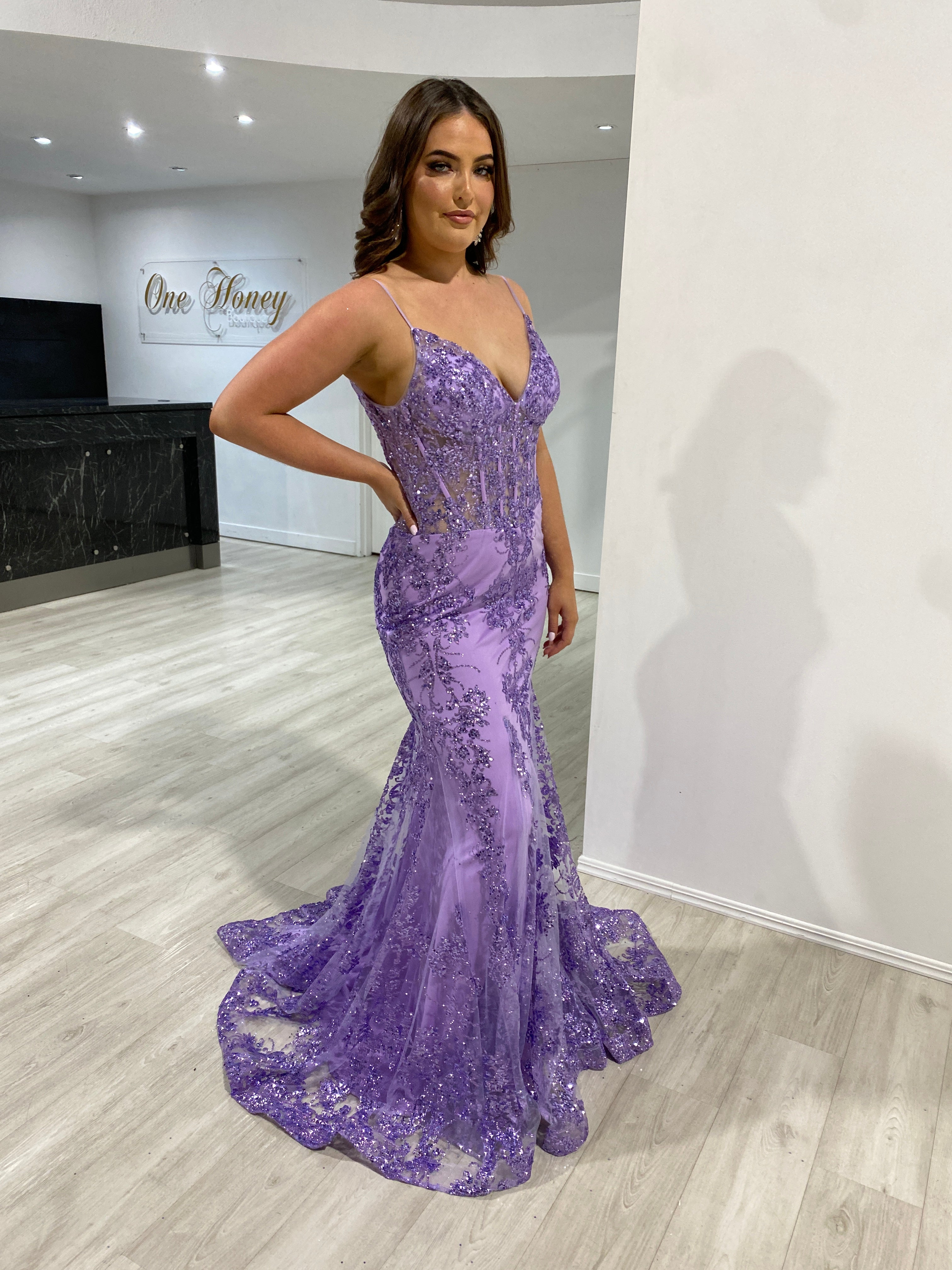 Honey Couture ARMANI Sequin Mermaid Prom & Formal Dress