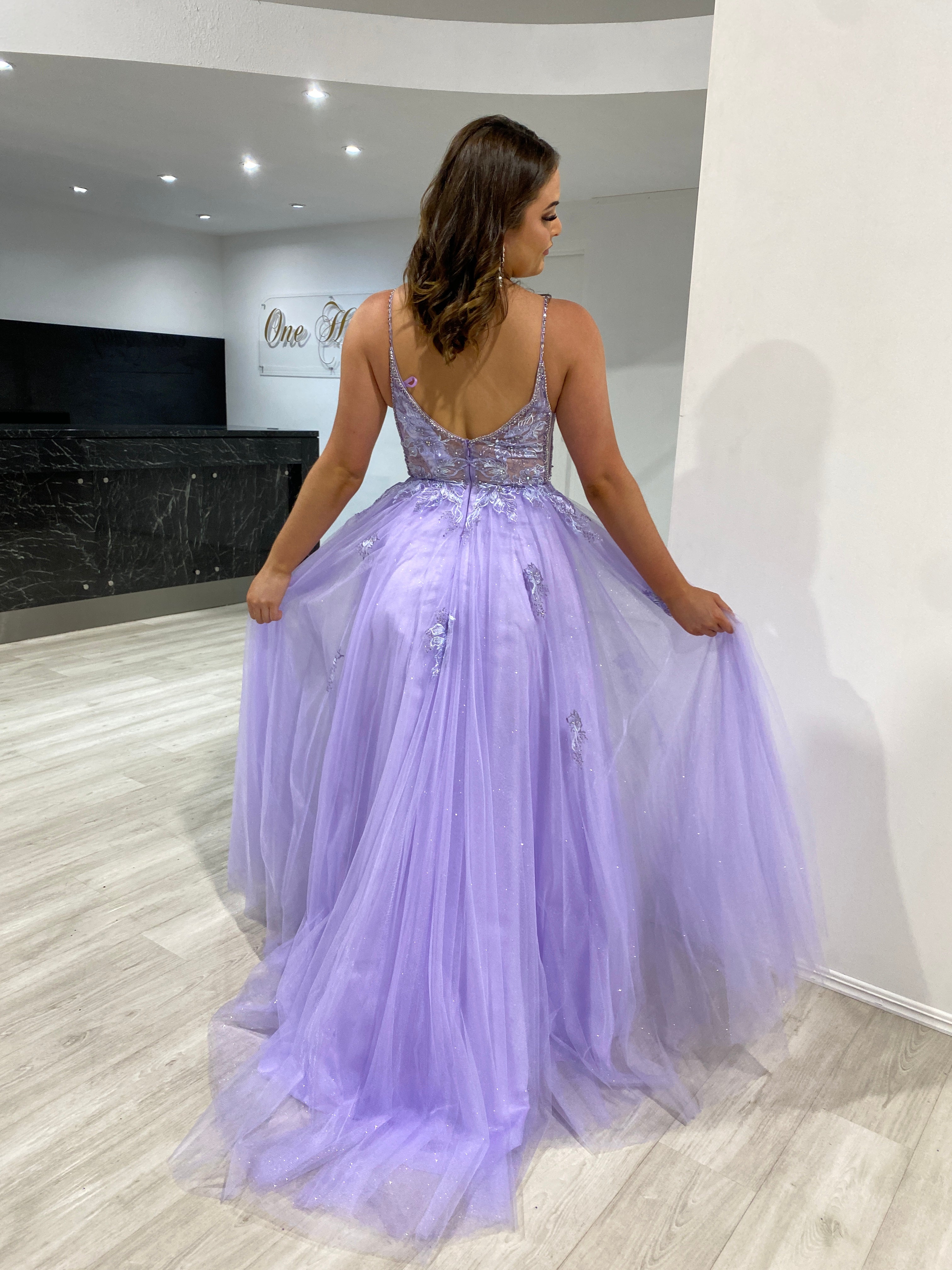 Strapless Lilac Tulle Long Evening Dress A-Line Floor Length Prom Dres –  SheerGirl