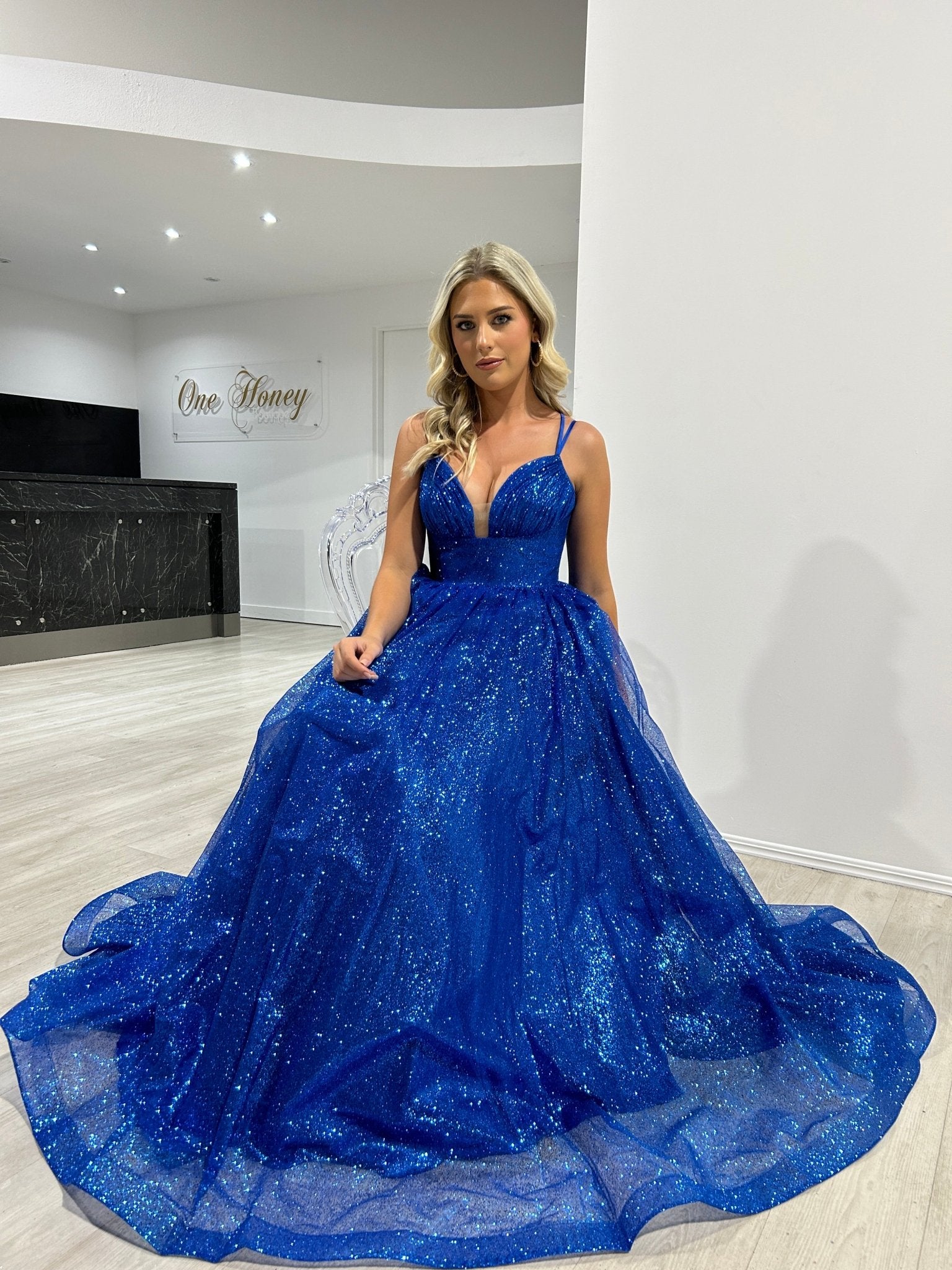 CARMERON Glitter Ball Gown Corset Lace Up Formal Dress in Australia | One Honey Boutique