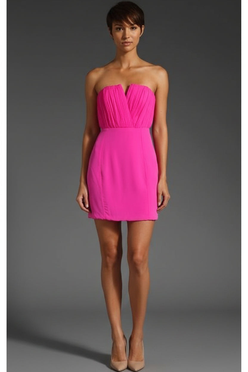 Naven Bombshell Dress w Shirring in Hot Pink Fuschia in Australia | One Honey Boutique