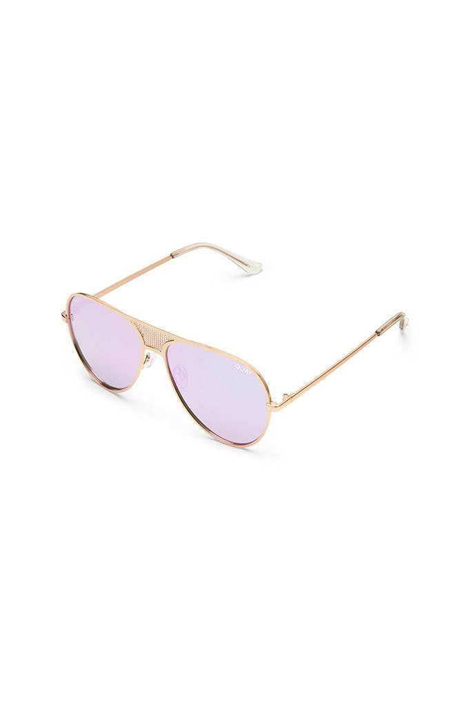 ICONIC Designer Sunglasses with mirrored lenses and mesh bridge detail, aviator style by Quay Australia x Kylie Jenner. Brisbane to Gold Coast.