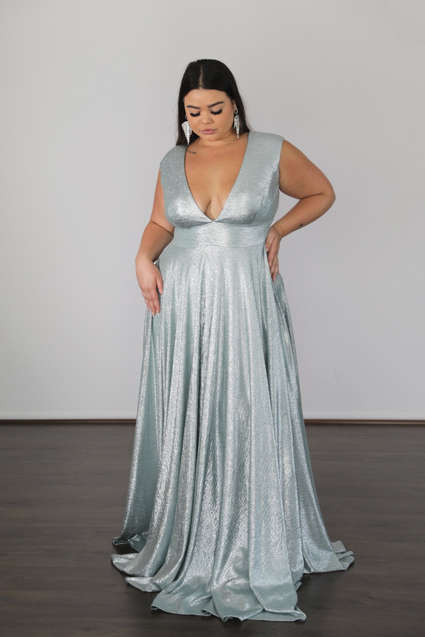 Once Labeled Designer SABRINA Stretch Shimmer Curve & Plus Size Formal Dress in Australia | One Honey Boutique