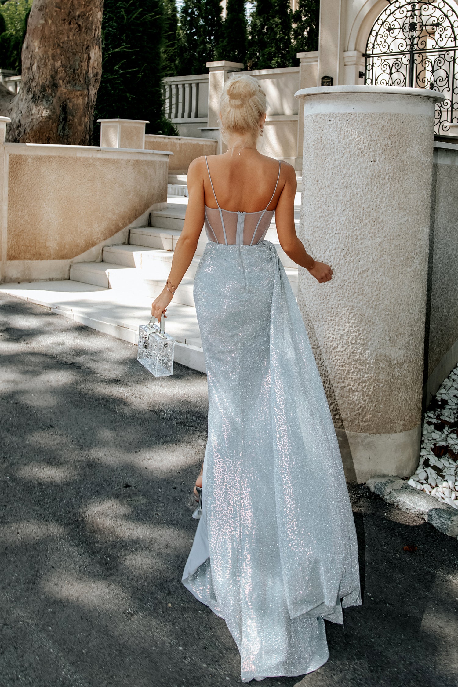 TINA HOLLY COUTURE TK102 sequin corset prom gown with mesh bodice, shimmering from Brisbane to Gold Coast, Australia.