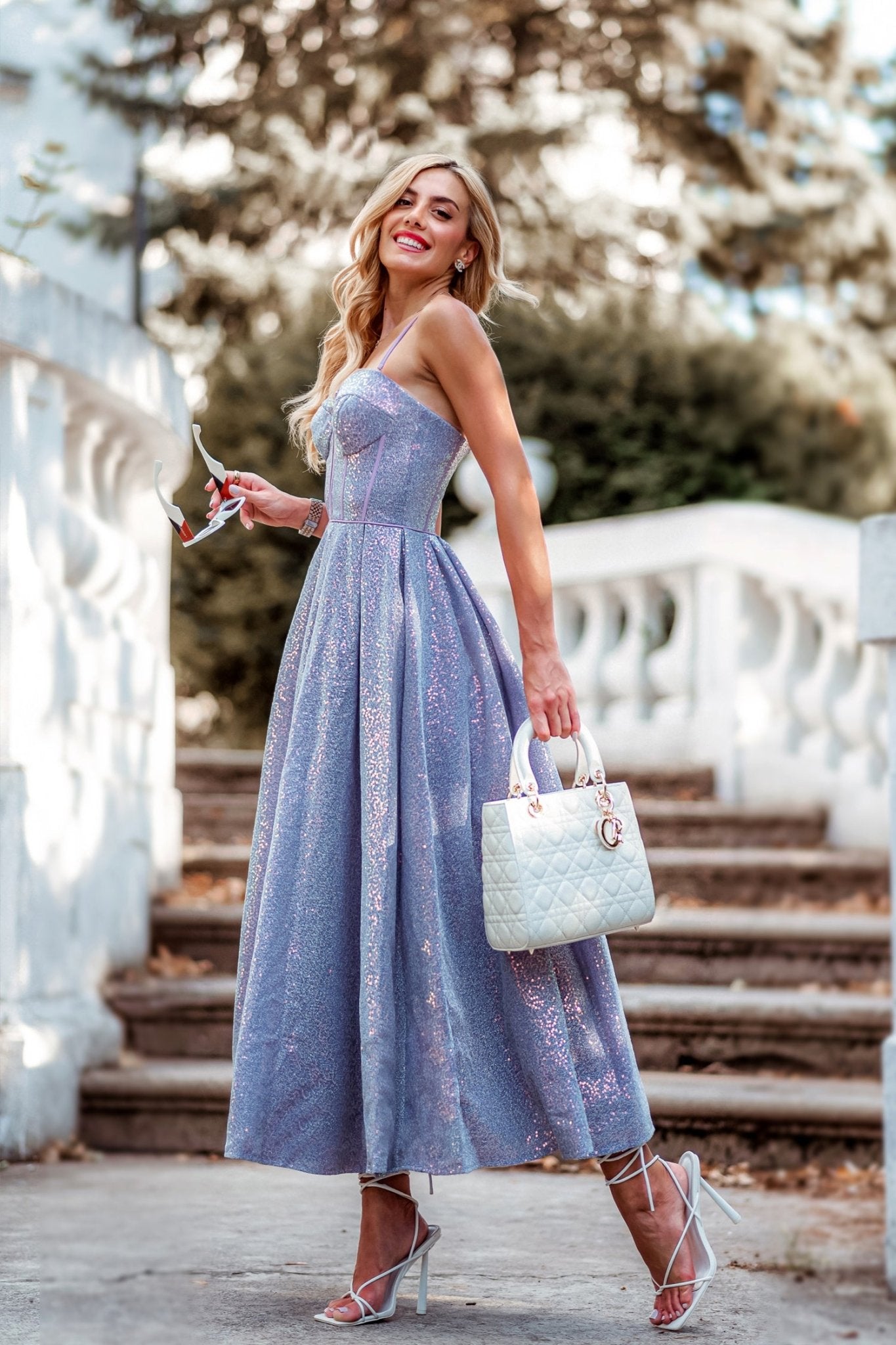 Tina Holly Couture TK312 Sequin A - Line Tea Length Semi Formal Dress in Australia | One Honey Boutique